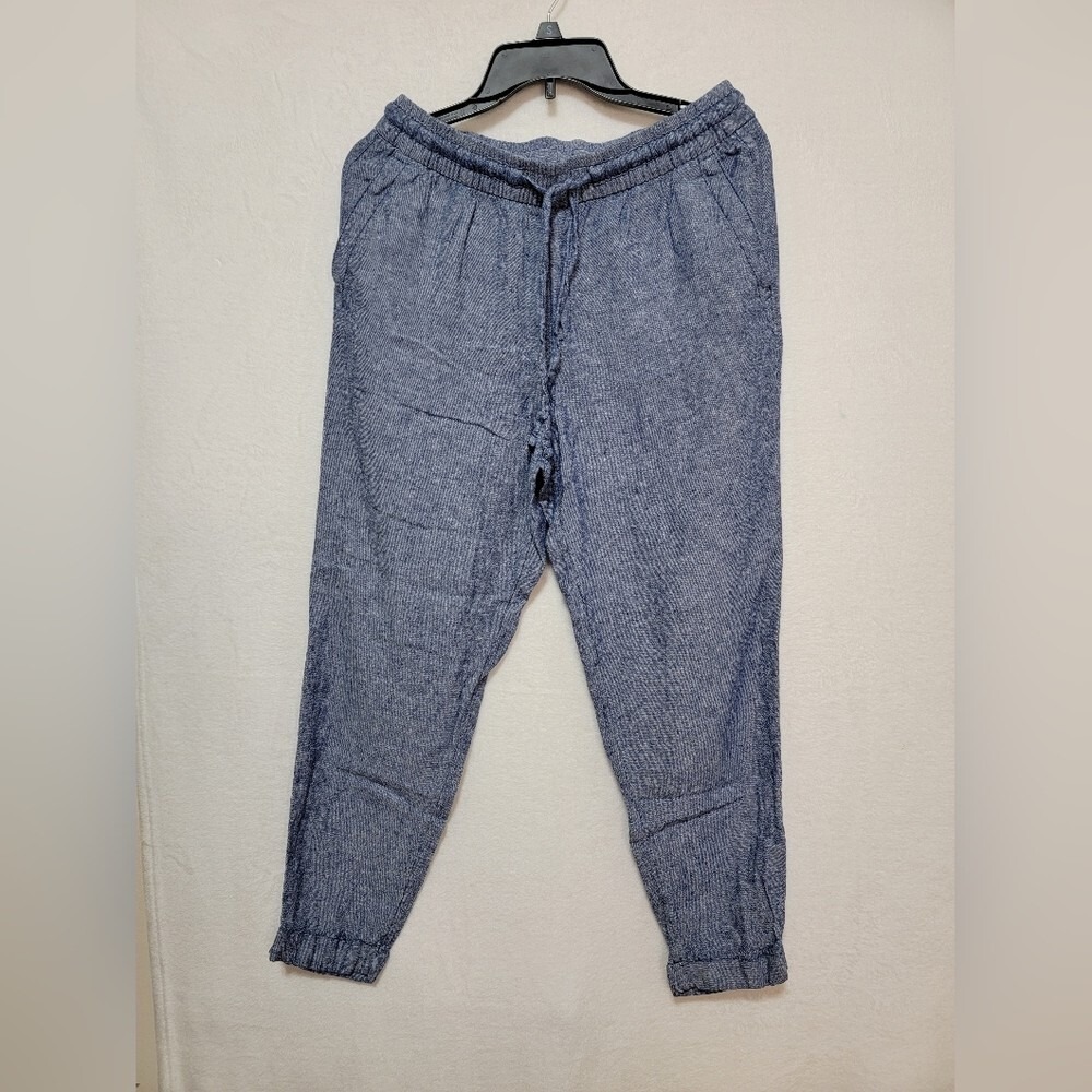 Old Navy Womens Small Blue Linen Blend Drawstring Jogger Pants Relaxed‎ Fit S